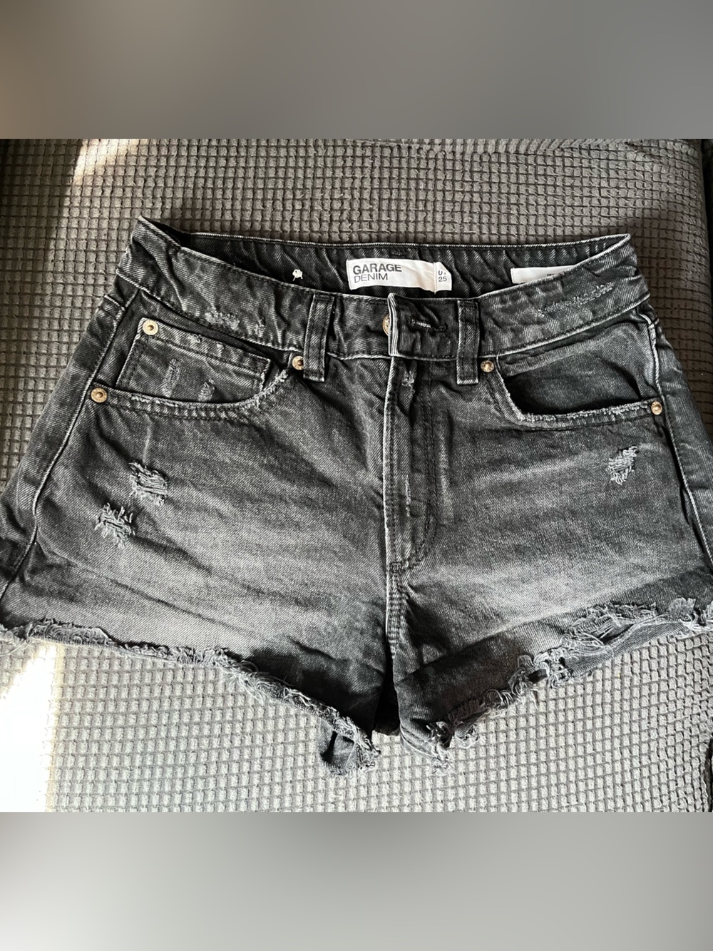 Garage Black Distressed Denim Shorts